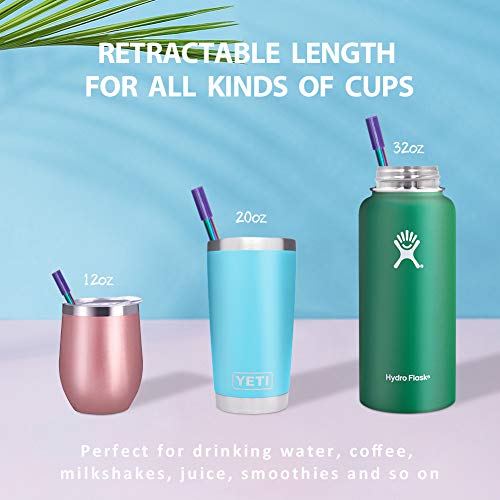 Reusable Collapsible Straw, Rainbow 9.25'' Stainless Steel Metal Straws, BPA-Free FDA Approved Drinking Reusable Straw & Portable Telescopic Straw with 1 Black Case, 1 Cleaning Brush, 1 Silicone Tip: Industrial & Scientific