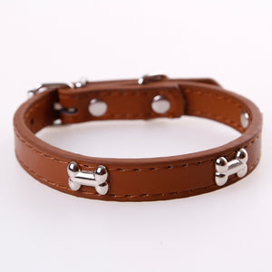 Bone Leather Durable Dog Collar