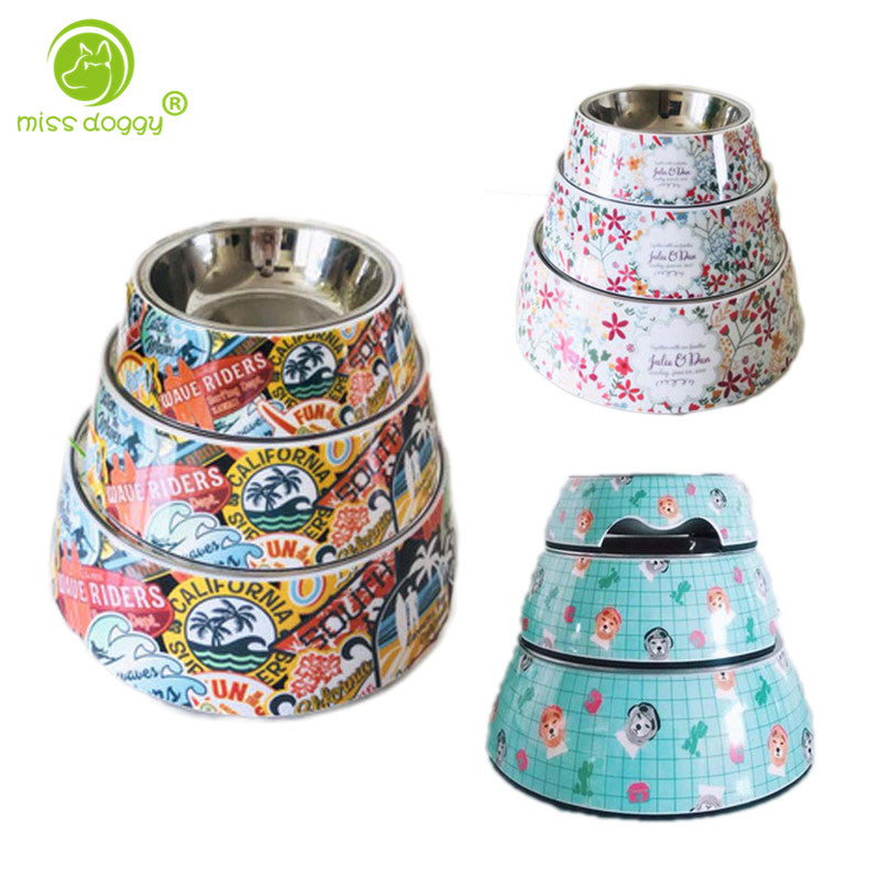 Animals Floral Printed Pet Dog Bowls